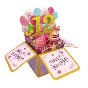 Sweet 12th Birthday Pop Up Birthday Card for Girl Boy, Great 12 Years Old Birthday Gift for Daughter Niece, Happy Twelve Bday Popup Card for Sister Brother, Unique 12 Birthday Gift Idea for Best Friends